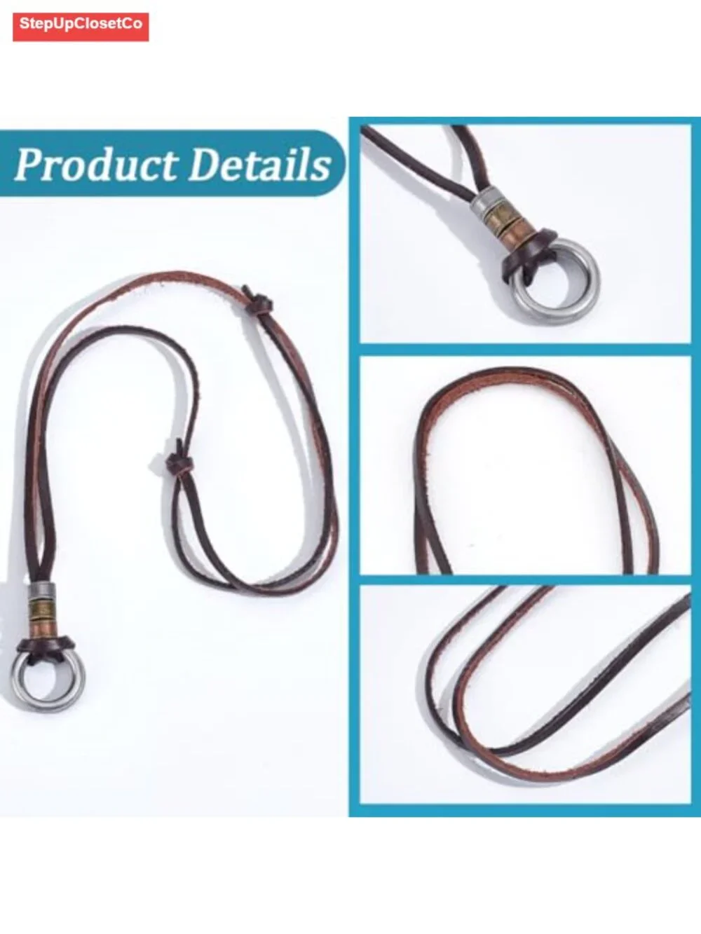 Cowhide Leather Eyeglass Holder Necklace Adjustable Glasses Cord Strap